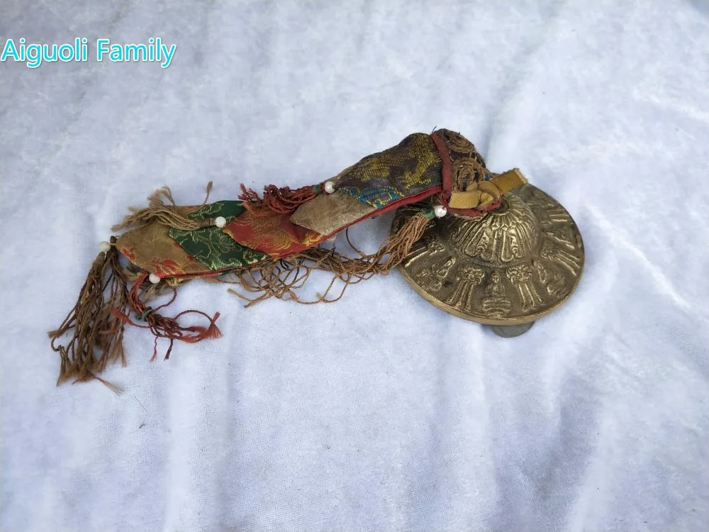 

Diameter 9.5CM!!!Asian Antique Tibet Old Copper Hand Bell From Traditional Tibetan Handicrafts 04