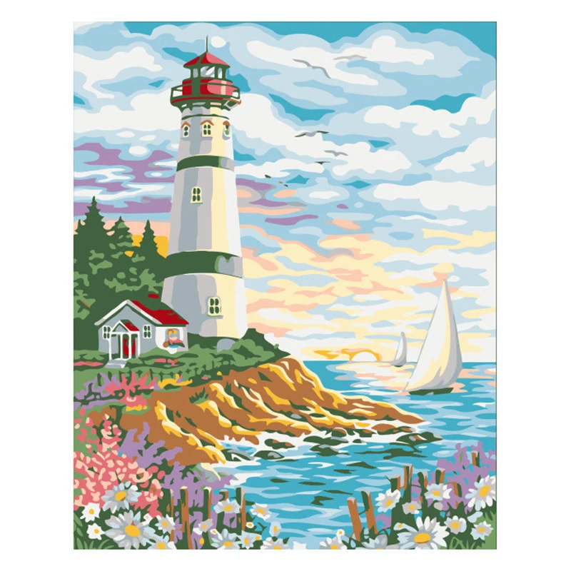 Comic sea view 5D DIY diamond embroidery lighthous painting Cross Stitch Rhinestone mosaic home decoration gift WZ | Дом и сад
