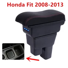 Для Honda Fit Jazz подлокотник коробка зарядка через usb повысить двойной слой центральный магазин содержание Подстаканник Пепельница аксессуары