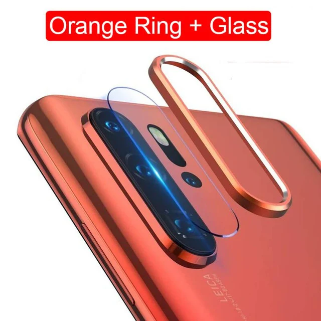 Защитная кольцевая пленка для объектива камеры для huawei P30 Pro, защитная металлическая защитная крышка для объектива для huawei P30 Pro, стеклянный чехол - Цвет: Orange ring glass