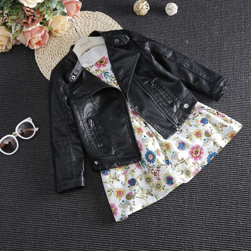Коллекция года, Весенняя кожаная куртка для маленьких девочек и мальчиков корейская детская одежда черное пальто-кардиган на молнии для малышей Верхняя одежда для детей возрастом от 2 до 7 лет