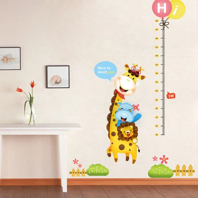 Детский фон с жирафом и львом для детского сада|wall sticker|removable wall stickerschild height |