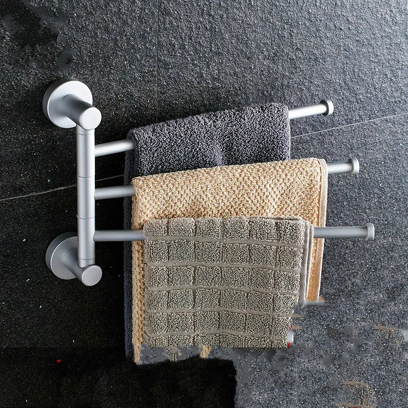 Modern Brushed Silver Space Aluminum Towel Holder Three Layers Movable ...