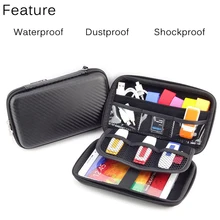 3 Colors Digital Bag Mini Zipper Hard Headphone Case Diving PU Leather Protective Usb Cable Organizer