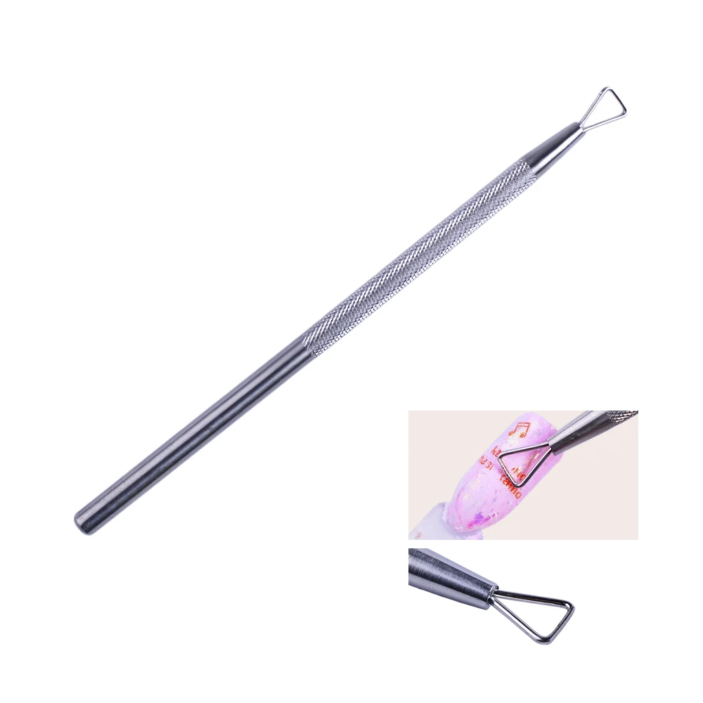 1pcs Optional Remover Polish UV Gel Manicure Nail Tool Stainless Steel Triangle Stick Rods Cuticle Clean Remover Wet Paper CH657 - Цвет: 02