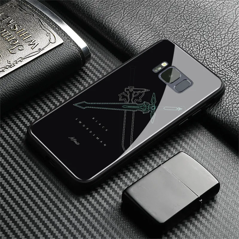 Elucidator Dark repulser SAO Kirito Tempered Glass Soft Silicone Phone Case For Samsung Galaxy S7 Edge S8 S9Plus Note8 9 10 PLUS |