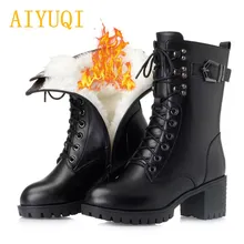 2019 new winter genuine leather women Military boots, high-heeled women motorcycle boots, wool warm platform female snow boots 2019 new winter genuine leather women Military boots, high-heeled women motorcycle boots, wool warm platform female snow boots