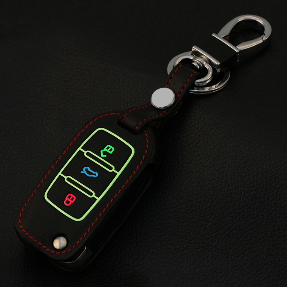 

Luminous Leather Key Cover keychain for Volkswagen POLO Tiguan Passat B5 B6 B7 Gol Golf MK6 EOS Scirocco Jetta MK4 MK5 MK6 Tigua