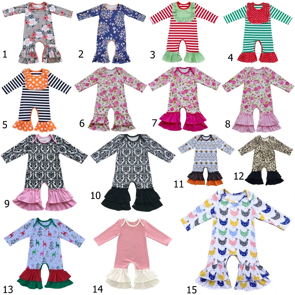 baby girls bull Pajamas icing Ruffled romper Baby girls thanksgiving leg Romper ruffle pants ruffled Christmas night Gown belted flounce satin ruffle romper