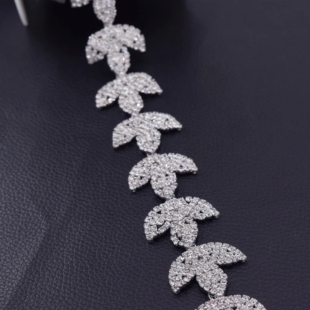 Leaves rhinestone trim HF-3296 (7)