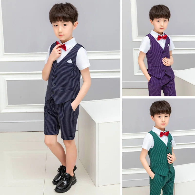 

Children's Hot Recommend Best Sale Boys Formal Occasion Attire Wedding Kid Dress Suit Pants+Tie+Vest+Shirt