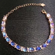 Синий лунный камень браслет цепочка натуральный и настоящий синий лунный камень 925 серебро 0.5ct* 17 шт драгоценный камень ювелирные изделия# XY18062208