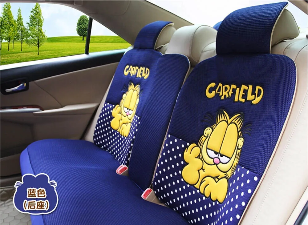 Universal Garfield cartoon car front and back seat covers blue 12pcs ... Universal Garfield cartoon car front and back seat covers blue 12pcs ...
