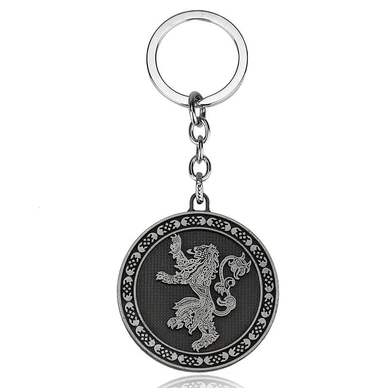 Игра престолов House Stark Baratheon Lannister Targaryen Arryn Tully Martell Tyrell Greyjoy брелок для ключей со значком - Цвет: Silver515