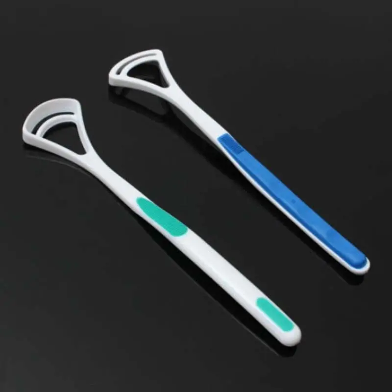 

2pcs/set Fresh Good Breath Cleaner Dental Care Tongue Clean Tool Scraper Handle Hygiene Reduce Tooth Decay 17.5 x 3.3cm
