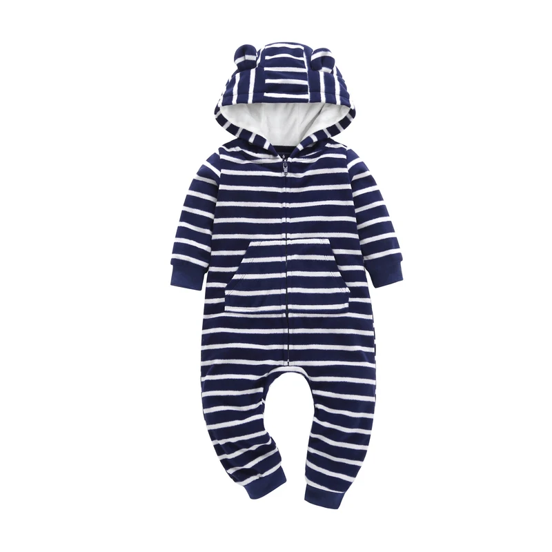 Унисекс для новорожденных, комплект одежды из хлопка, куртка с капюшоном и длинными рукавами в полоску+ комбинезон+ штаны, г., одежда для маленьких мальчиков и девочек 6-24 месяцев