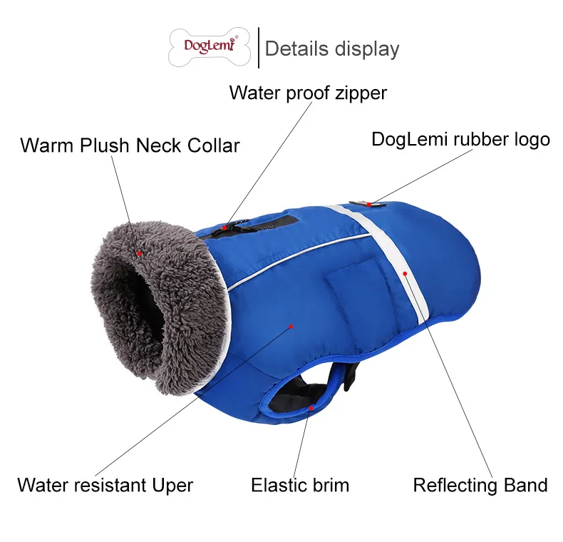 Одежда для собак зимняя водонепроницаемая уличная куртка для собак утолщенная теплая куртка для собак для маленьких средних и больших собак Регулируемая Одежда для домашних животных 3XL