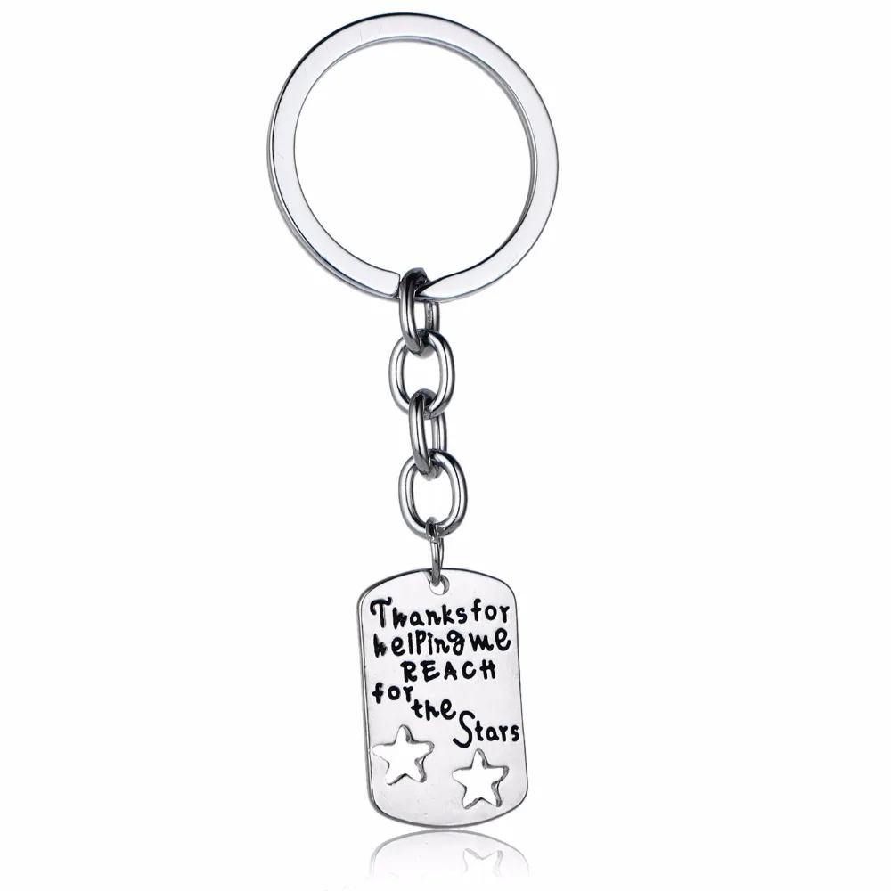 

12PC/Lot Teachers Presents Keychain Thanks For Helping Me Reach For The Stars Dog Tag Keyring Teacher Party Gifts Key Chain Ring