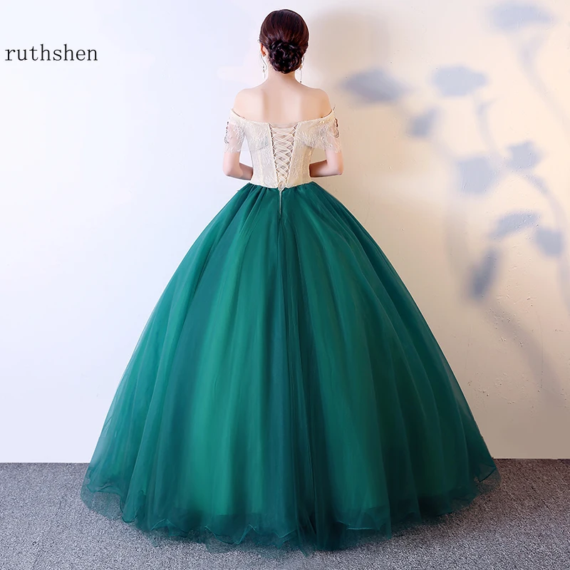 Elegant Green Off-Shoulder Arabic Prom Dress Long Ball Gown for Formal Masquerade image 3