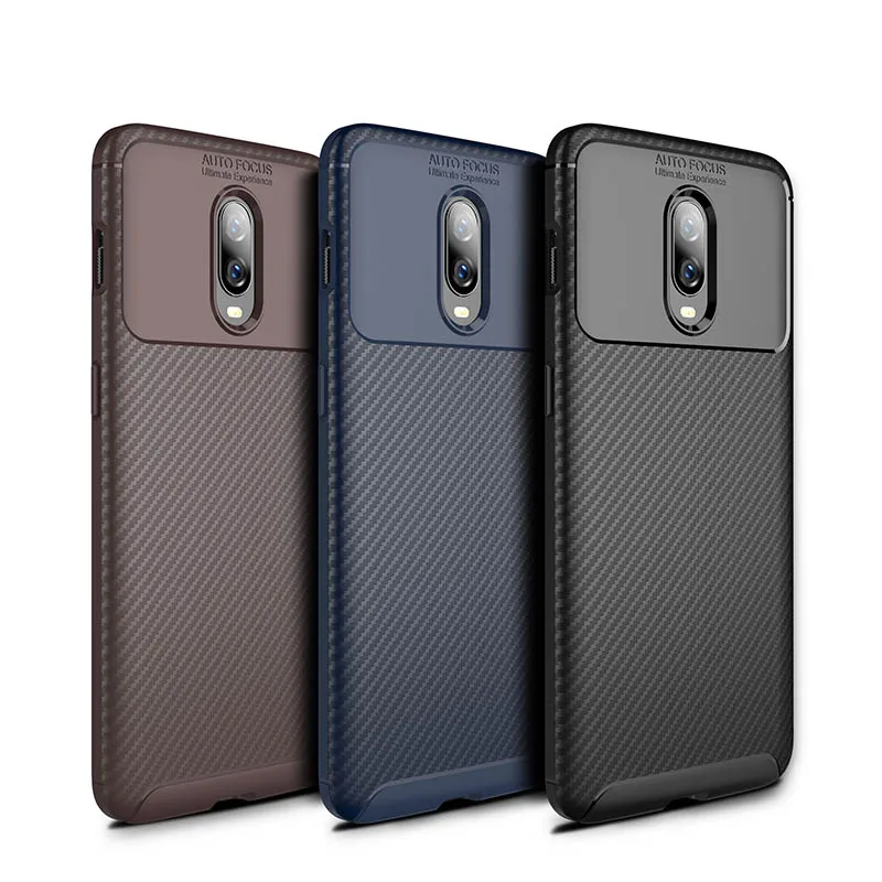cheap Luxury Carbon Fiber Business Shockproof Phone Case for OnePlus 6 Soft Silicone TPU Back Cover For Oneplus 6T A6000 1+6t