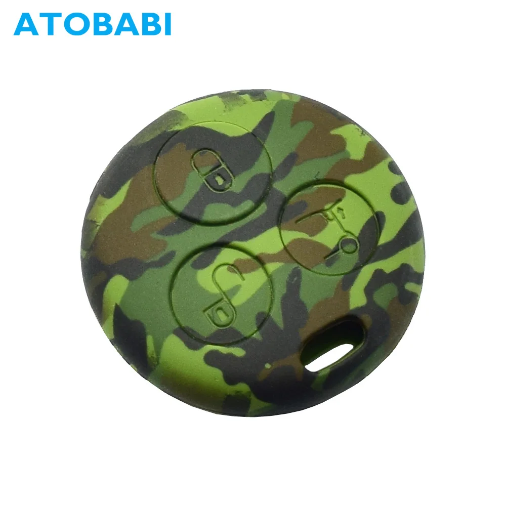 

ATOBABI Car Key Case Camouflage Silicone Remote Cover Keychain Bag for Mercedes Benz Smart Fortwo 450 Forfour Roadster Chiave