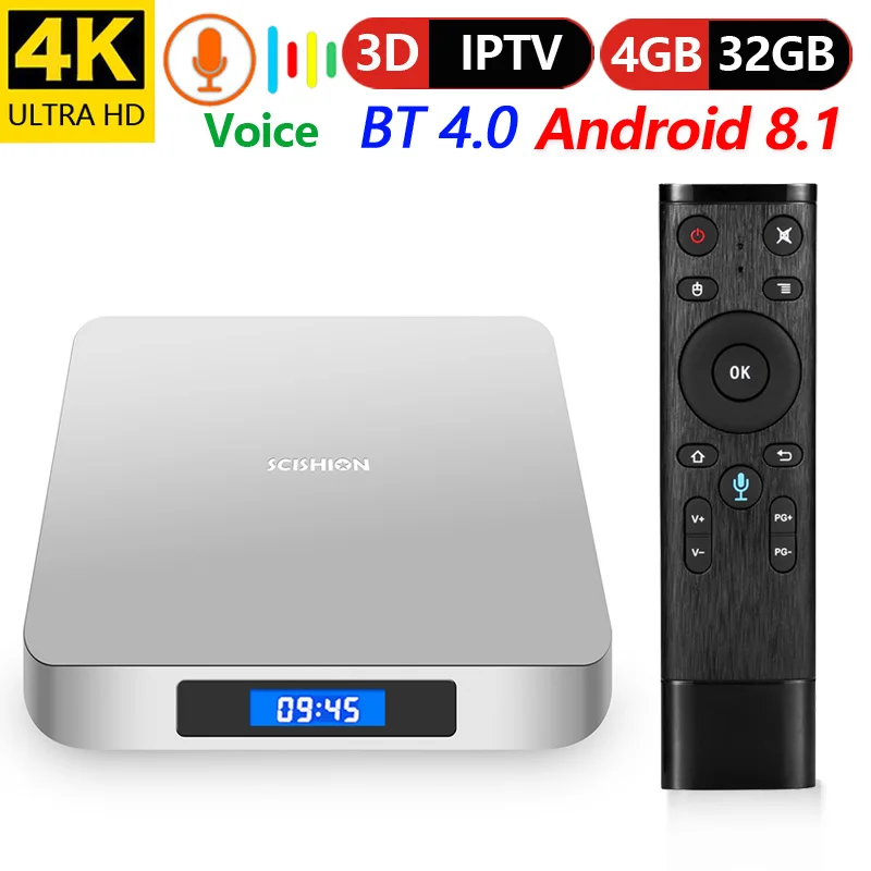

goodcee AI ONE Android TV Box android 8.1 4K 2.4GHz wifi BT 4.0 Media Player Displayer Screen Voice Control X96 mini TV Box