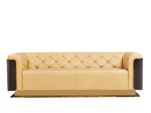 Fancy Sofa With Leather Upholstery And Wood Back Decor In Living Fancy Sofa With Leather Upholstery And Wood Back Decor