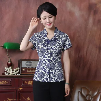 

Blue/Red 2015 New Arrival Spring Summer Chinese Tradition Women's Blouses Shirts Tops M L XL XXL 3XL A12051