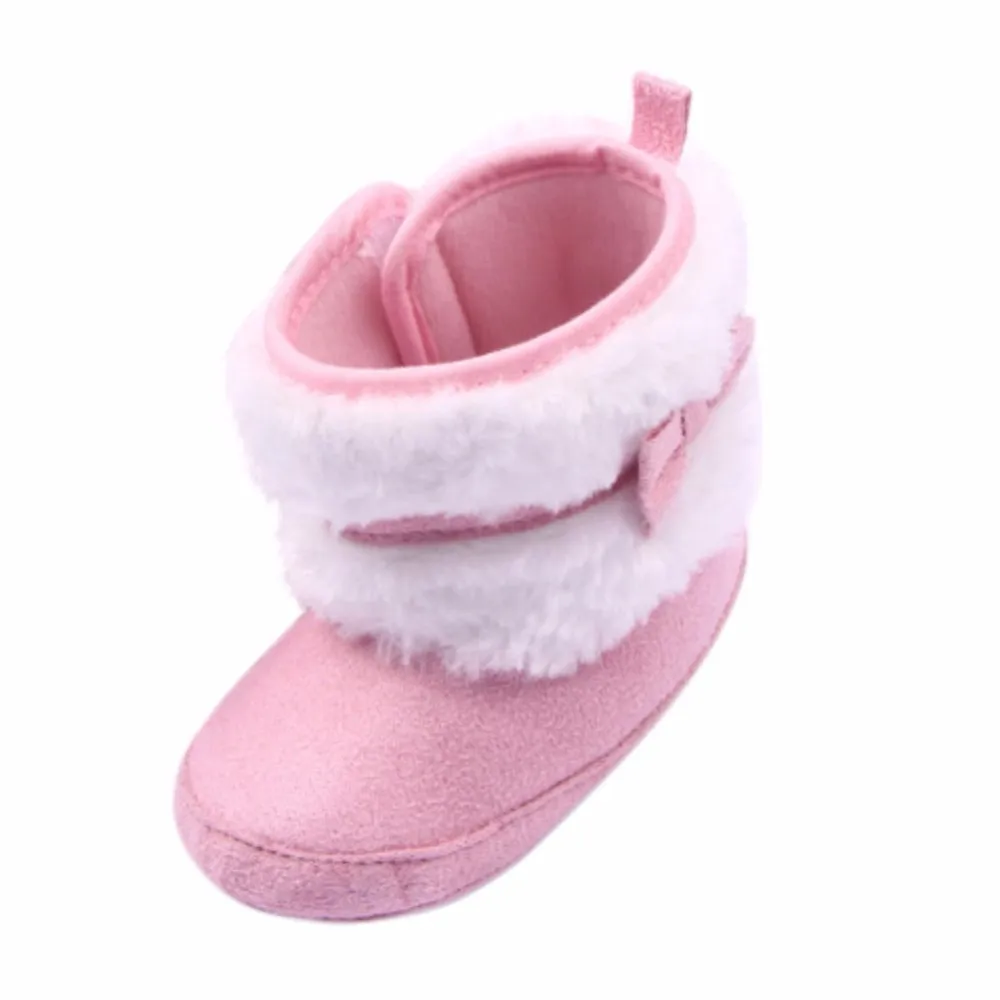 Обувь для маленьких девочек; высокие ботинки с бантом; детская прогулочная хлопковая теплая обувь на мягкой подошве