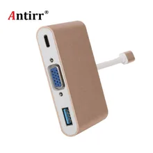 USB 3,1 Тип с разъемами типа C и VGA/USB3.0/Тип C адаптер конвертер Кабель USB 3,0 концентратор преобразователь, зарядное устройство, адаптер для Macbook USB-C