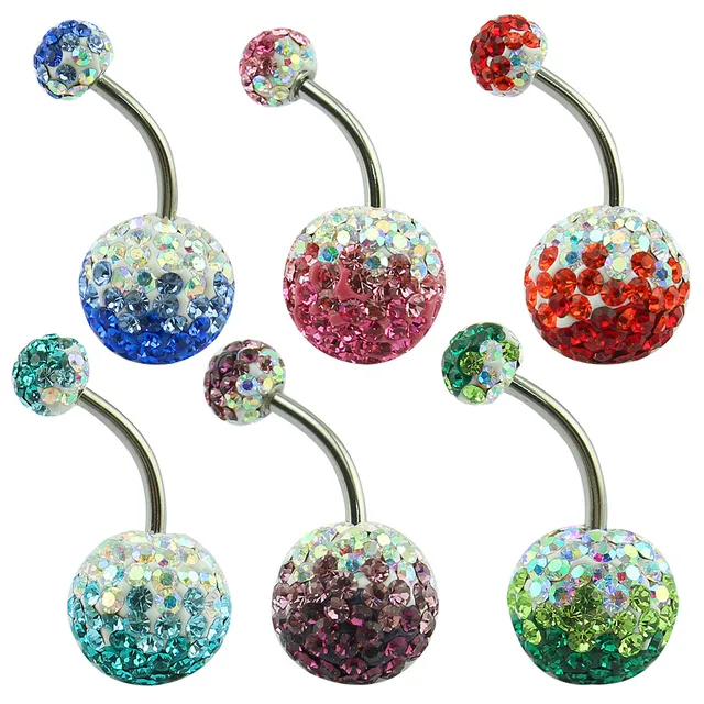 Fashion Gradients Color Navel Piercing Rings 14g Navel Piercing Bar