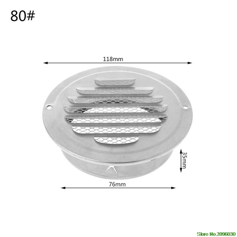 Нержавеющая сталь Наружная стена вентиляционная решетка круглый воздуховод вентиляционные решетки - Цвет: 80