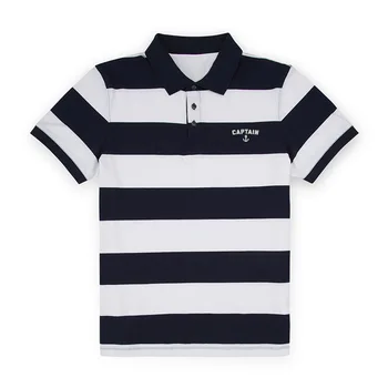 

Mens Captain Nautical Quote Embroidered Knit Striped Short Sleeve Polo Shirts