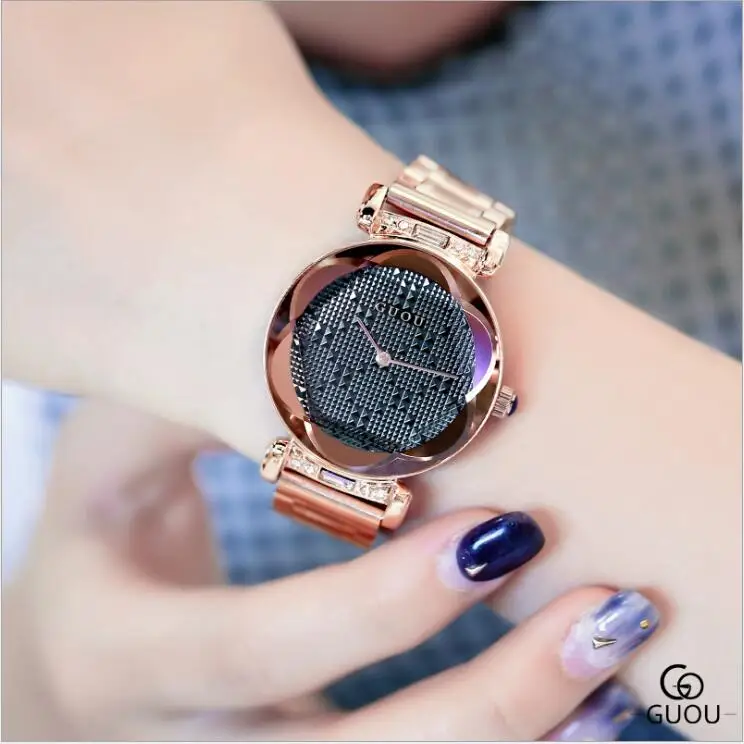

GUOU Watch Women Fashion Stainless Steel Ladies Quartz Watches Exquisite Crystal Women's Wristwatch relogio feminino reloj mujer