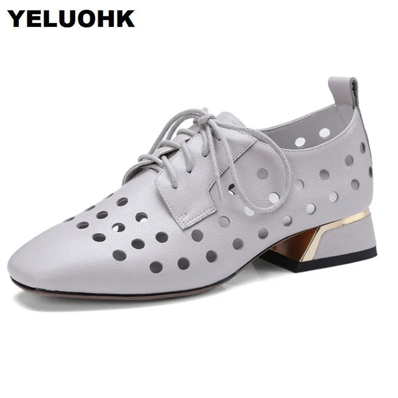 

2018 Summer Shoes Women Flats Breathable Square Toe Oxford Shoes For Women Genuine Leather Shoes Comfortable Moccasins
