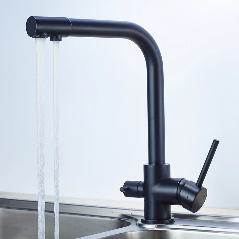 Водоочиститель кран черный кухонный кран одно отверстие один смешанный водопроводный кран круговой медный кран