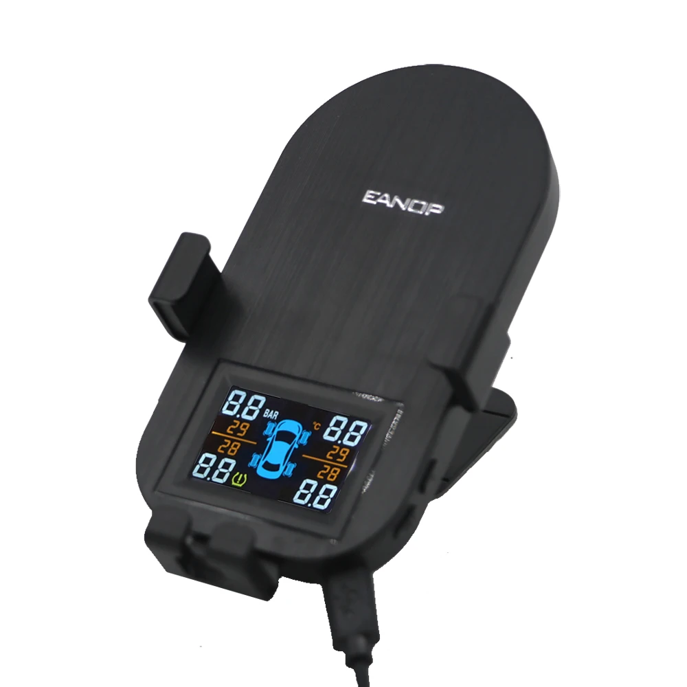 New EANOP TW100 TPMS Real-Time Tire Pressure Alarm Tyre Pressure Monitoring System with Wireless Charger +USB Car Charger