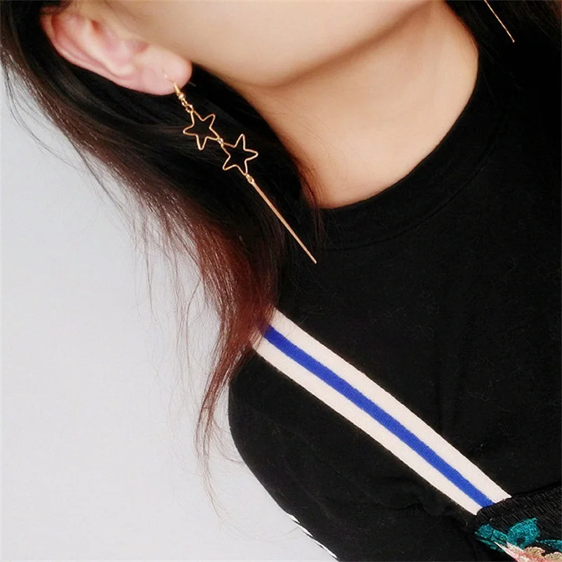 

Fashion Punk Women's star Lady Girl's Earring Hangs Gold Valentine's Day Gift Jewelry Glamor Earrings