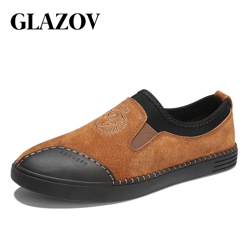 

GLAZOV Brand New 2018 Fashion Leather Shoes Men Sneakers Low Top Black Shoes High Quality Men's Casual Shoes Flat Size 38-44