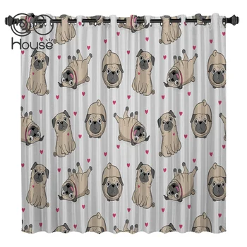 

COCOHouse Bulldog Room Curtains Large Window Curtain Rod Curtains Bathroom Blackout Bedroom Indoor Fabric Decor Kids Curtain