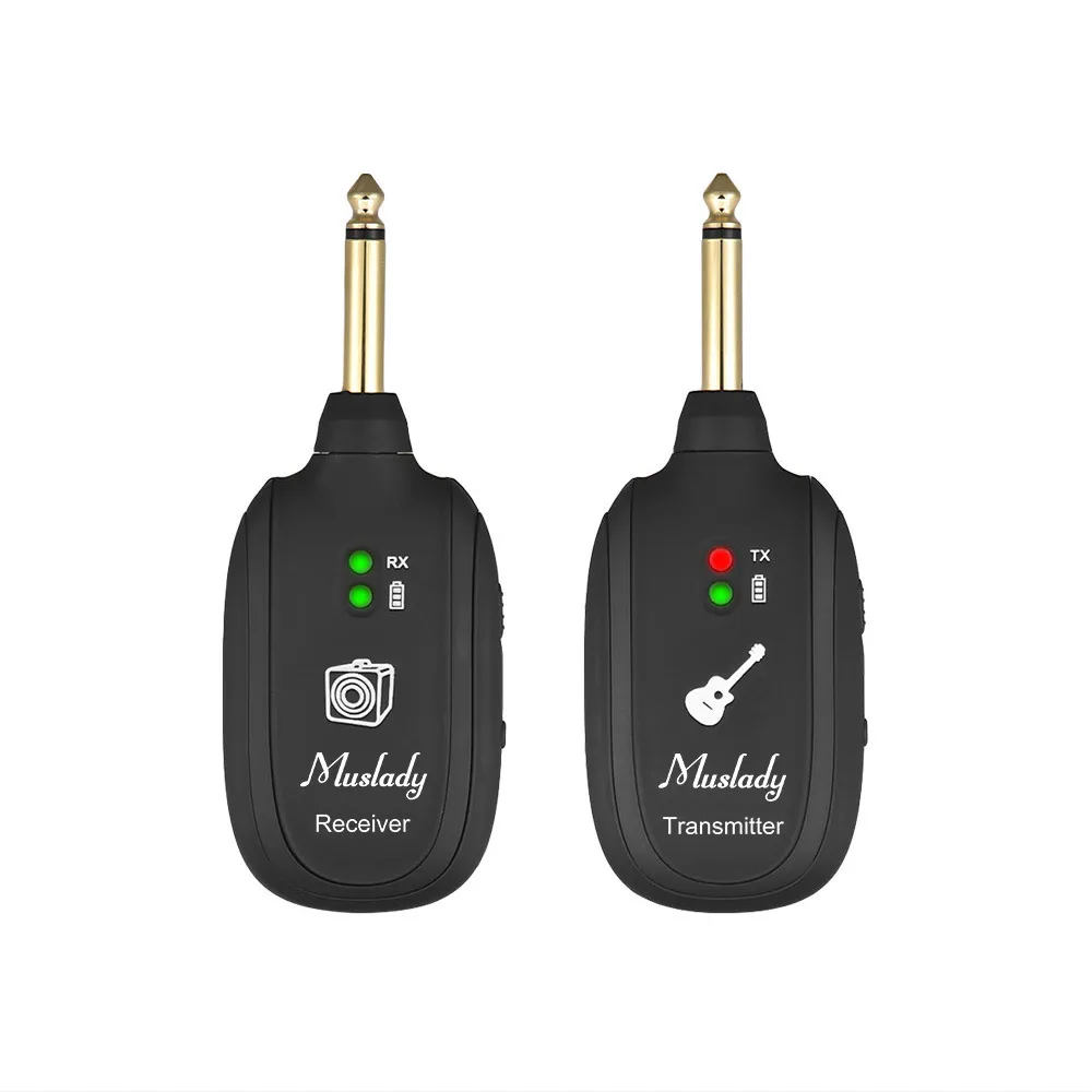 

HOT Muslady UHF Guitar Wireless System Transmitter Receiver Built-in Rechargeable Lithium Battery Max. 50M Transmission Range