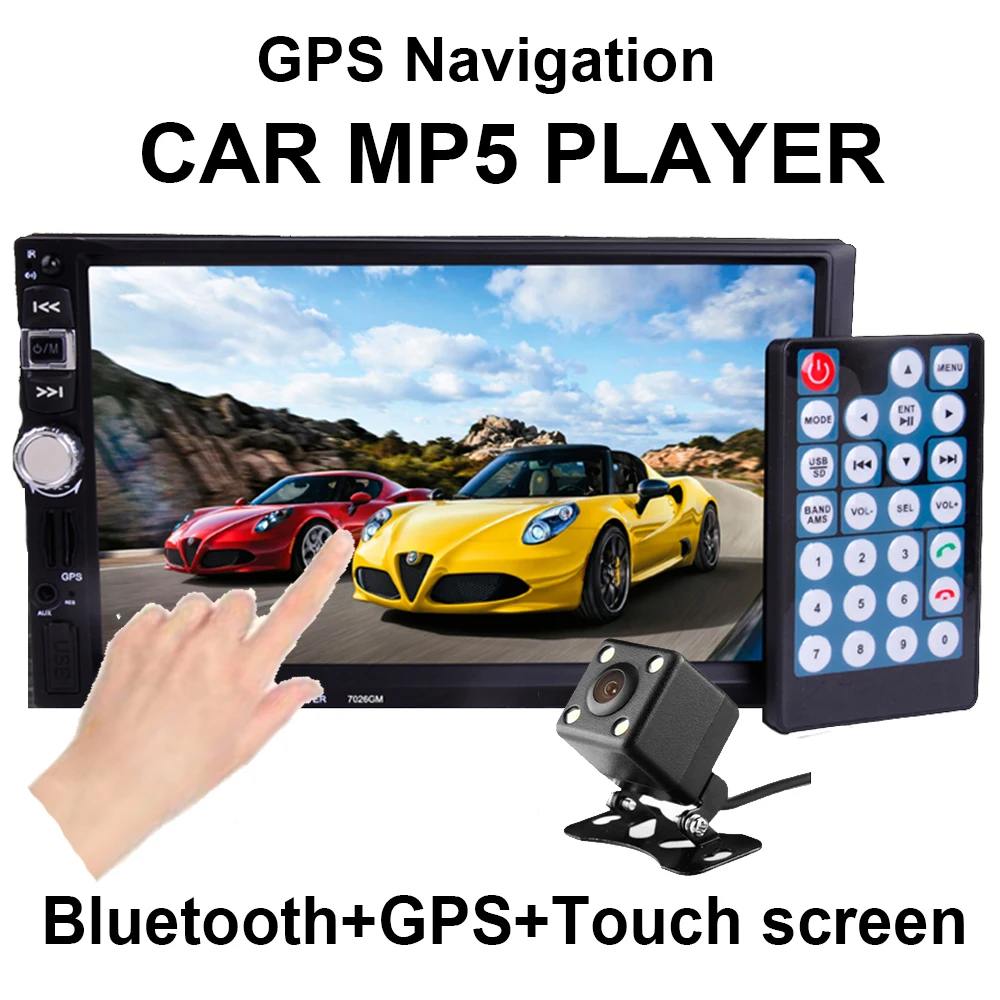 2018 Новый Bluetooth GPS навигатор 2 Din с камерой заднего вида/DVR Mirror Link 7026GM MP4 MP5 плеер 7