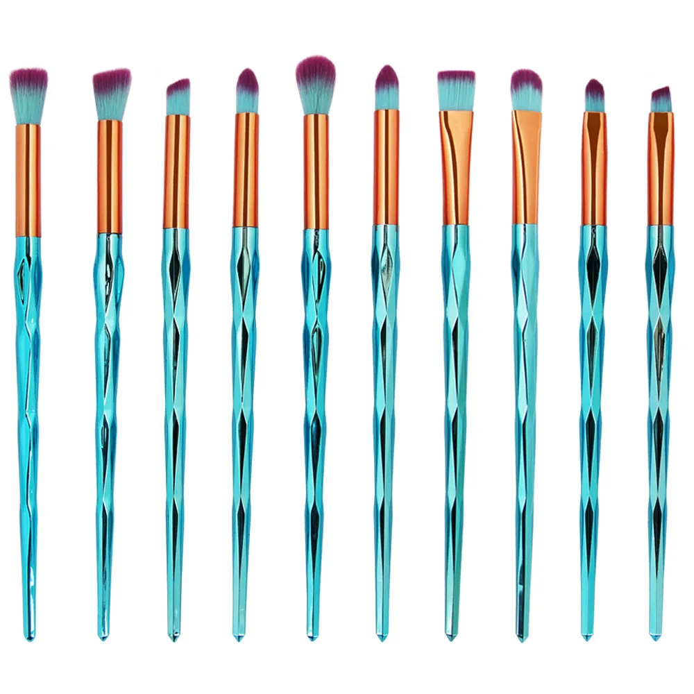 

New Arrival 10Pc Mermaid Foundation Eyeshadow Contour Eye Lip Makeup Brushes Set Кисть для мкияж zsmw