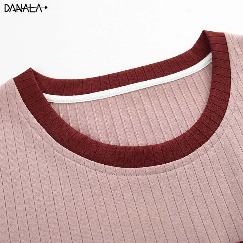 DANALA/Хлопковые повседневные женские пижамные комплекты летние однотонные