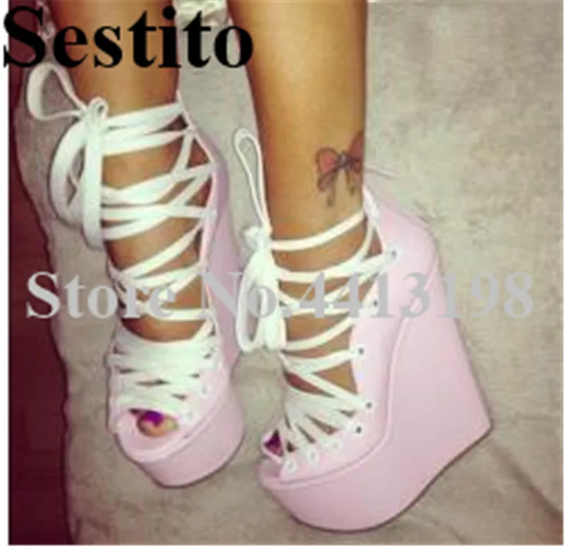 

2019 Fashion Narrow band Cross-Tied Ankle Strap platform Peep Toe Wedges Heel Cover Heel Sandals Summer Hot Sale Women Shoes