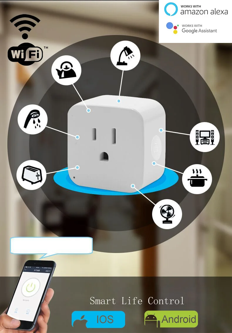 

Wifi Smart Socket Smart Plug Tuya Smart Life App US Plug Remote Control Alexa Google Home Mini IFTTT Supports 2.4GHz Network