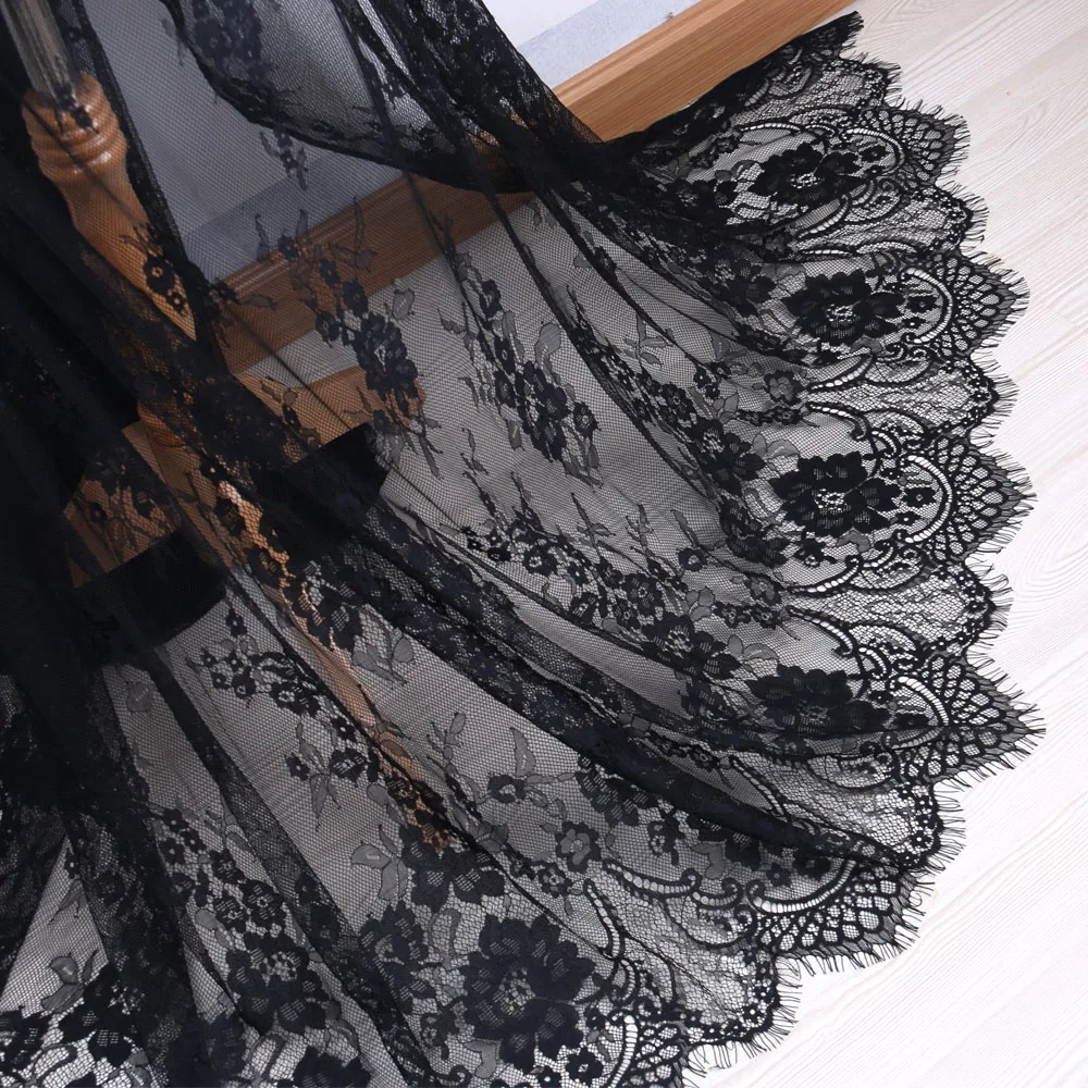 

1.5M*3M Embroidered Lace Fabric Ribbon Sewing DIY Garment Dress Applique Eyelash Lace Trim Hand Crafts Wedding Decoration