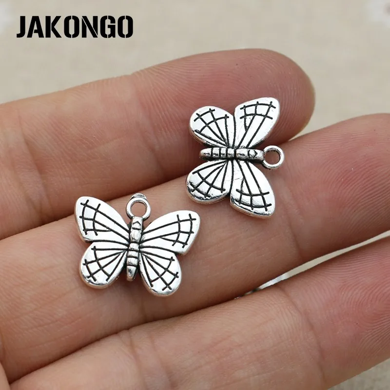 JAKONGO 10 шт. подвески бабочки античные серебряные для серьги изготовления