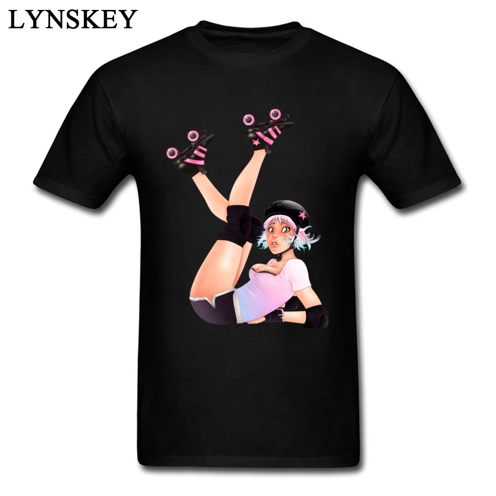 Party Summer/Fall Retro Roller Derby Pinup Girl Tops Shirt Hot Sale Crew Neck Short Sleeve Cotton Fabric Men T Shirts Casual Tee-Shirt Retro Roller Derby Pinup Girl black