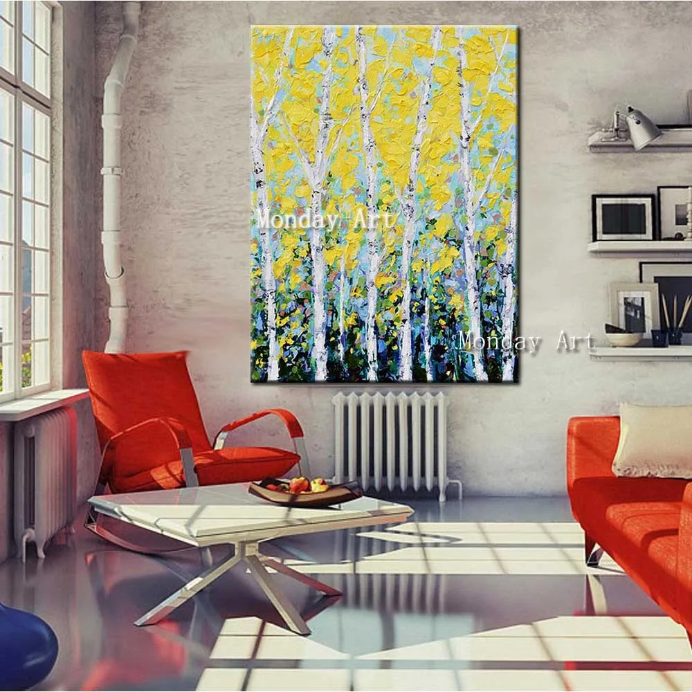

Knife Canvas painting Handpainted Abstract Landscape Oil Paintings Home Decor Art Natural Trees Scenery Pictures Wall Painting